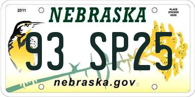 NE license plate 93SP25