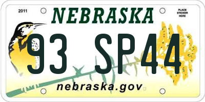 NE license plate 93SP44
