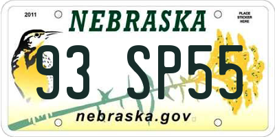 NE license plate 93SP55