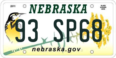 NE license plate 93SP68