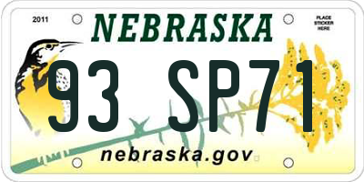 NE license plate 93SP71