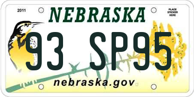NE license plate 93SP95