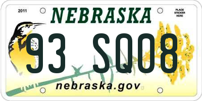 NE license plate 93SQ08
