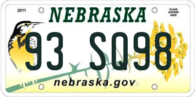 NE license plate 93SQ98