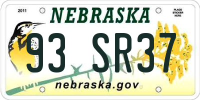 NE license plate 93SR37