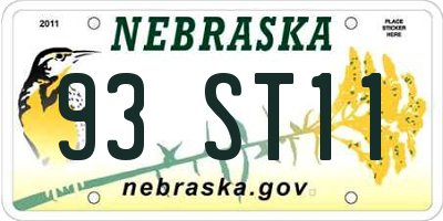 NE license plate 93ST11
