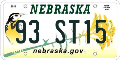 NE license plate 93ST15