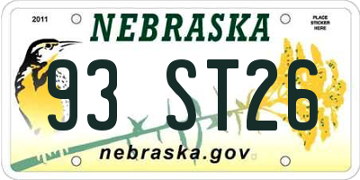 NE license plate 93ST26