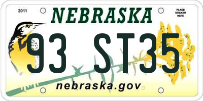 NE license plate 93ST35
