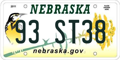 NE license plate 93ST38