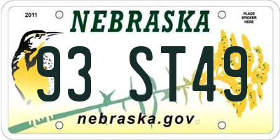 NE license plate 93ST49