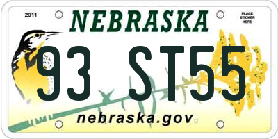 NE license plate 93ST55