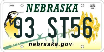 NE license plate 93ST56