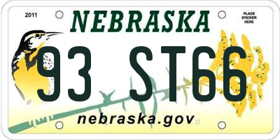 NE license plate 93ST66