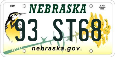 NE license plate 93ST68