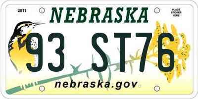 NE license plate 93ST76