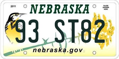 NE license plate 93ST82