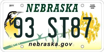 NE license plate 93ST87