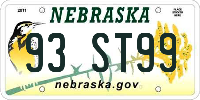 NE license plate 93ST99