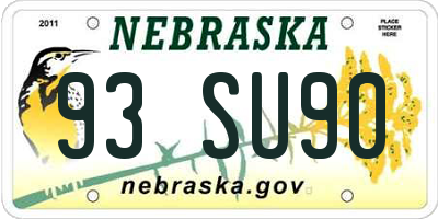 NE license plate 93SU90