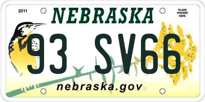 NE license plate 93SV66