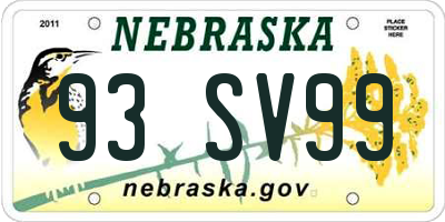 NE license plate 93SV99