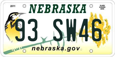 NE license plate 93SW46