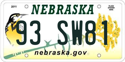 NE license plate 93SW81