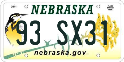 NE license plate 93SX31
