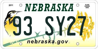 NE license plate 93SY27