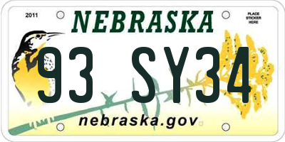NE license plate 93SY34