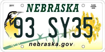 NE license plate 93SY35