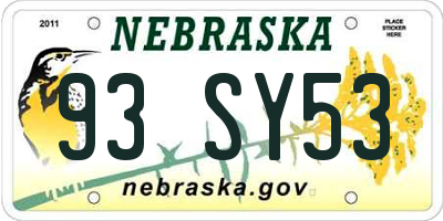 NE license plate 93SY53