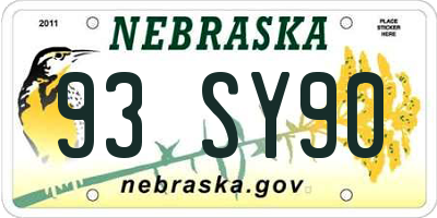 NE license plate 93SY90