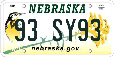 NE license plate 93SY93