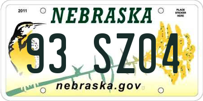 NE license plate 93SZ04