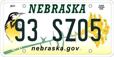 NE license plate 93SZ05