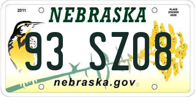 NE license plate 93SZ08