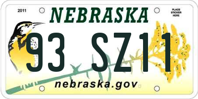 NE license plate 93SZ11