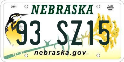NE license plate 93SZ15