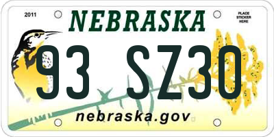 NE license plate 93SZ30