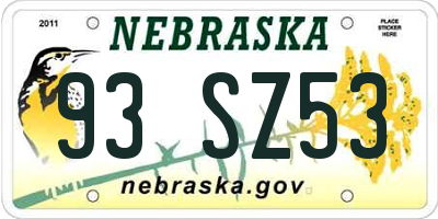NE license plate 93SZ53