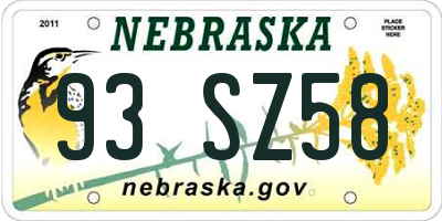 NE license plate 93SZ58
