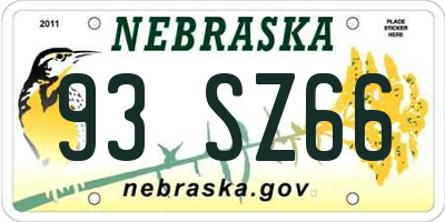NE license plate 93SZ66