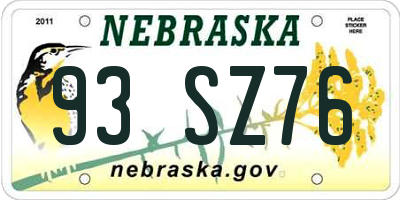 NE license plate 93SZ76