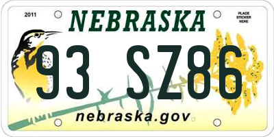 NE license plate 93SZ86