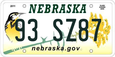 NE license plate 93SZ87