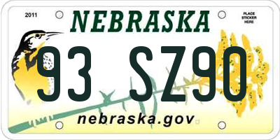 NE license plate 93SZ90