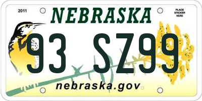 NE license plate 93SZ99