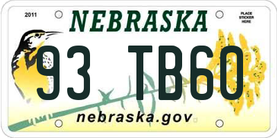 NE license plate 93TB60